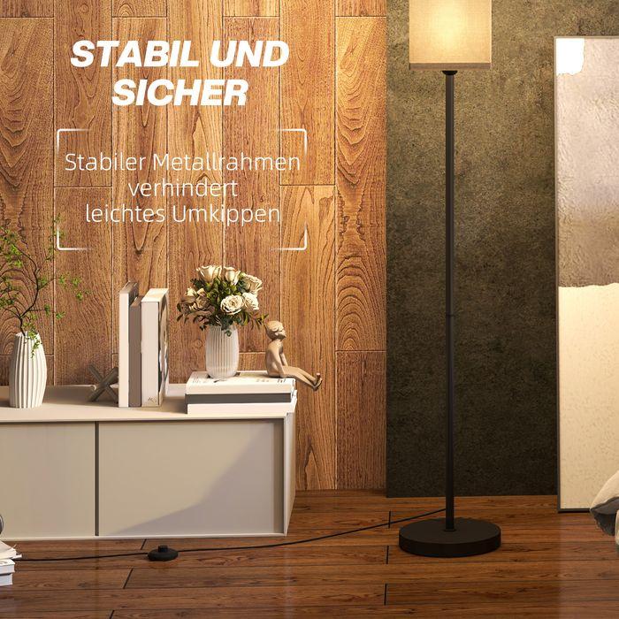 Image du produit Swisshandel24 Moderne Stehlampe mit Kunstleinen-Schirm, Fussschalter, für Wohnzimmer Schwarz (E27)