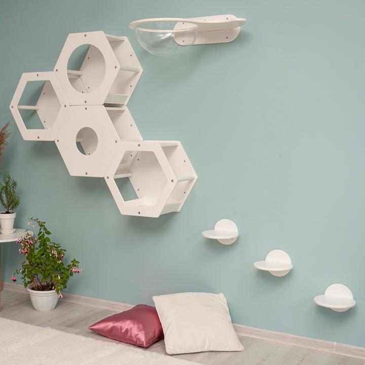 Actual product image Wowhelperco Climbing wall for cats 8-piece (White)