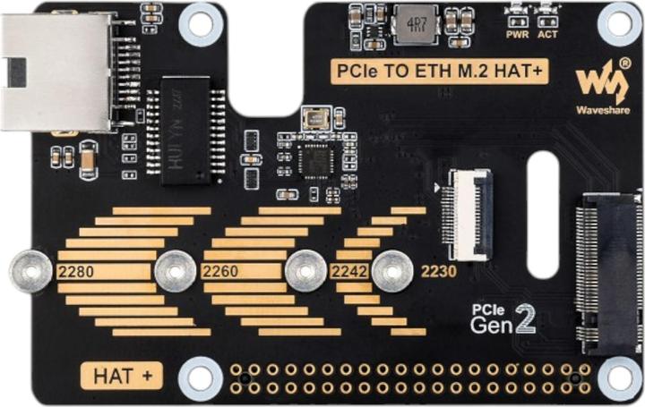 Produktbild WaveShare PCIe auf Gigabit ETH und M.2 HAT+ für Raspberry Pi 5