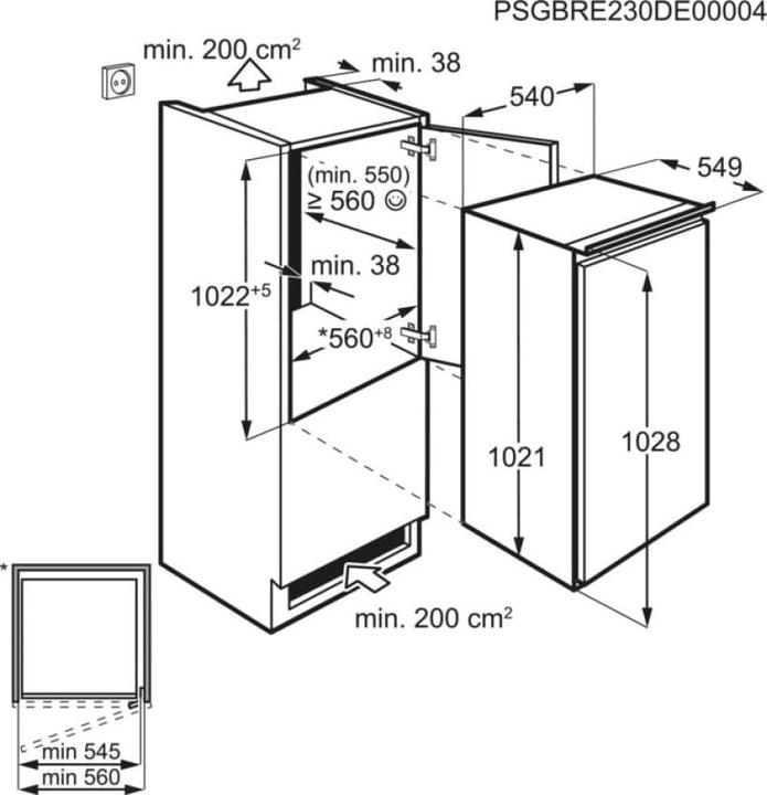 Produktbild Electrolux EFB3AE10S1 Eintüriger Einbaukühlschrank 164 (164 l)