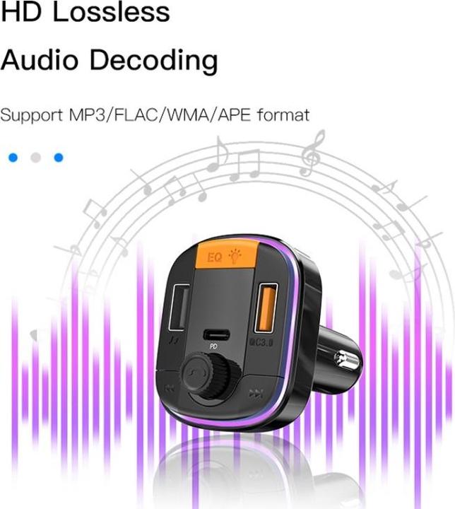 Produktbild Yesido Autoladegerät USB Bluetooth Digital Display FM Schwarz