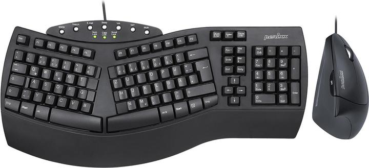 Actual product image Perixx PERIDUO-512 DE, keyboard and mouse set, wired, ergonomic, black (DE, Cable)