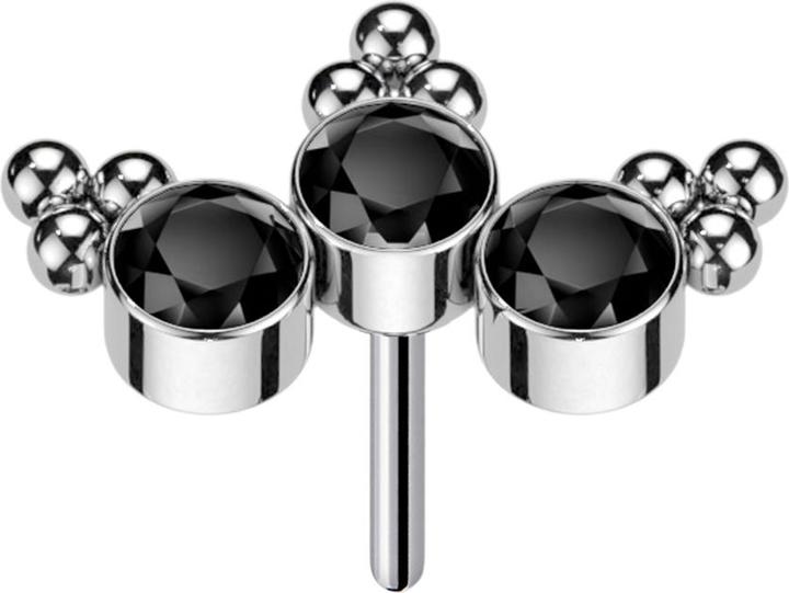 Immagine prodotto Star Piercing Threadless triangolo d'argento tre cristalli nero (Titanio G23, senza ottone)