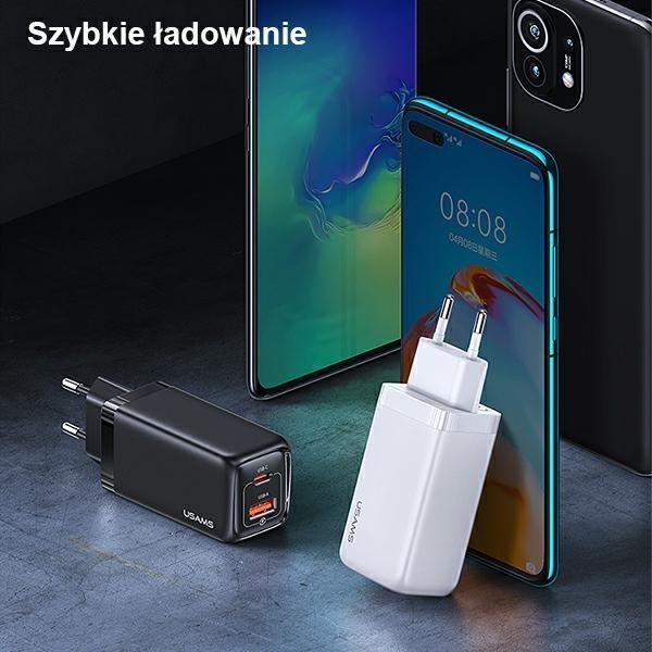 Image du produit Usams Ład. siec. 1xUSB-C+1xUSB T47 65W PD Fast Charging Super Si czarny/black CC153TC01 (US-CC153) (65 W)