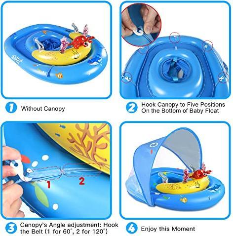 Image du produit Activity Board Bouée bébé avec toit solaire UPF50+ & jouets, aide à la natation bébé pour la piscine, jeune enfant