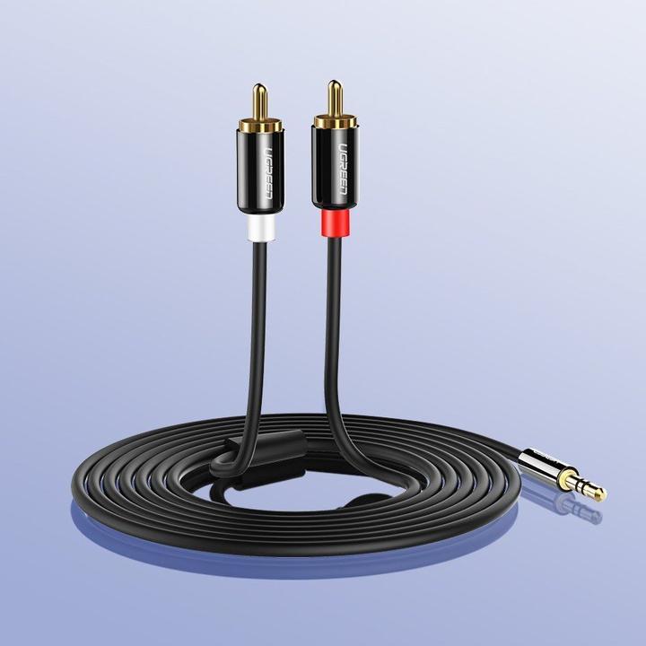Actual product image Ugreen audio cable 3.5 mm mini jack - 2RCA 3m black (10590) (3 m, 3.5mm jack (AUX))