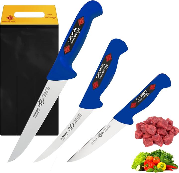 Immagine prodotto Eikaso Solingen Set di coltelli professionali a 3 pezzi 1677B, blu (18 cm)