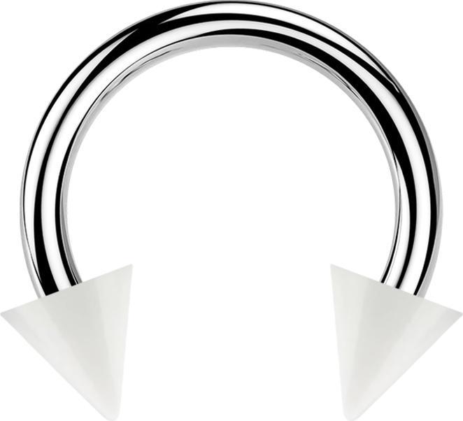 Star Piercing Micro Circular Barbell silber mit zwei Cones weiss (ohne Messing, Acryl, Chirurgenstahl 316L)