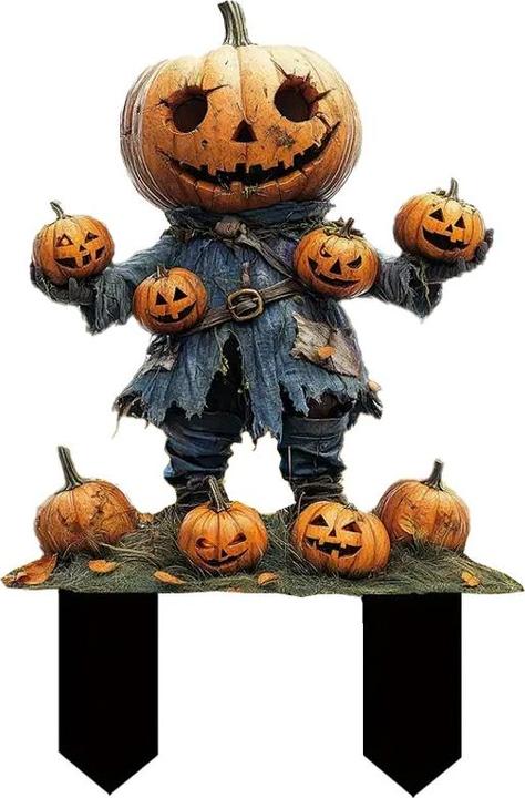 Produktbild Cbx Bezauberndes Kürbiskopf-Vogelscheuche 2D Gartenstecker, Halloween Deko, Herbstdekoration