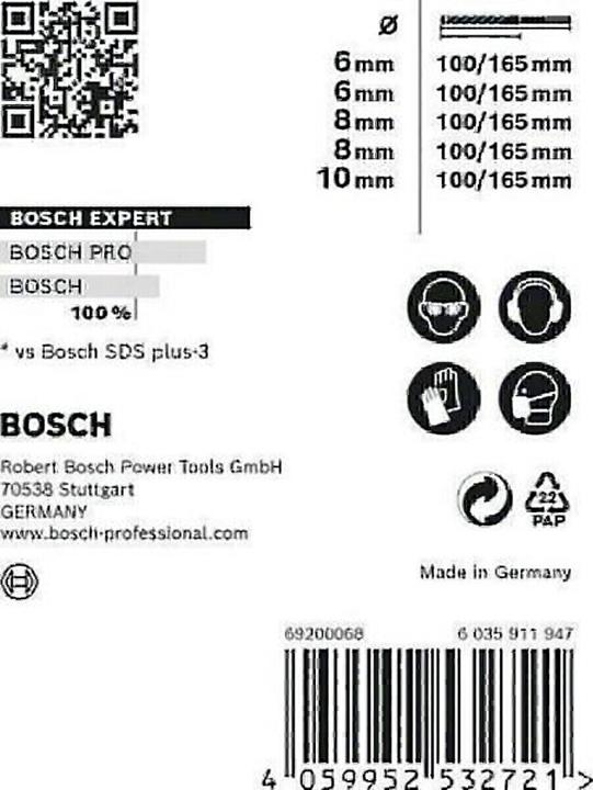 Actual product image Bosch Professional Zubehör EXPERT SDS plus-7X hammer drill bit set, 6/6/8/10 mm, 5 pcs. (6.0 mm, 10.0 mm, Ø 8.0 mm)