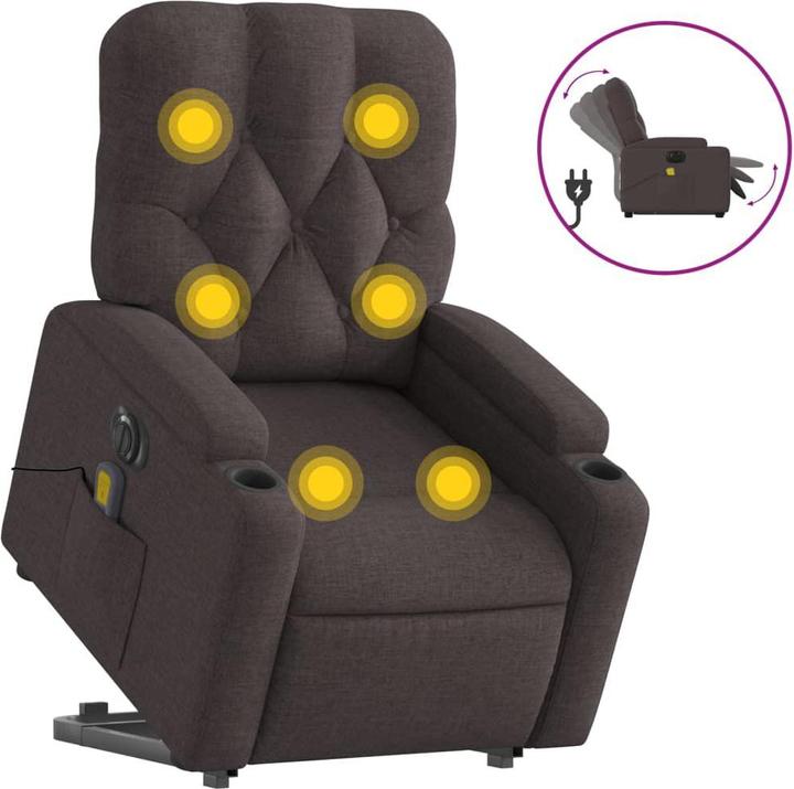 Produktbild VidaXL Massagesessel mit Aufstehhilfe Elektrisch Fernsehsessel Dunkelbraun Stoff