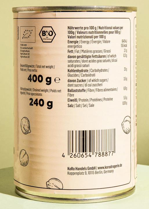 Valori nutrizionali e ingredienti KoRo Ceci biologici pronti per essere consumati (2880 g)