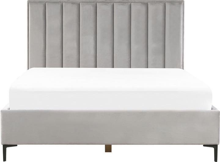 Produktbild Beliani Polsterbett Samtstoff grau mit Bettkasten hochklappbar 180 x 200 cm SEZANNE (180 x 200 cm)