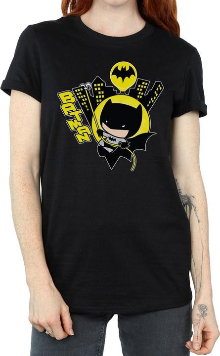 Actual product image Womens/Ladies Chibi Batman Swinging Cotton Boyfriend T-Shirt (M)