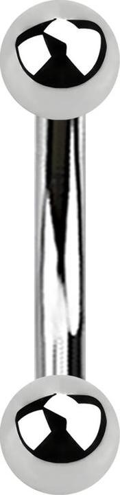 Star Piercing Banane Innengewinde silber mit zwei Kugeln (ohne Messing, Chirurgenstahl 316L)