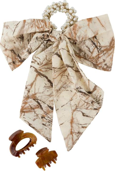 Actual product image Trisa Hair - Pearl Scrunchie & Hair Clips, brown (Hair tie)