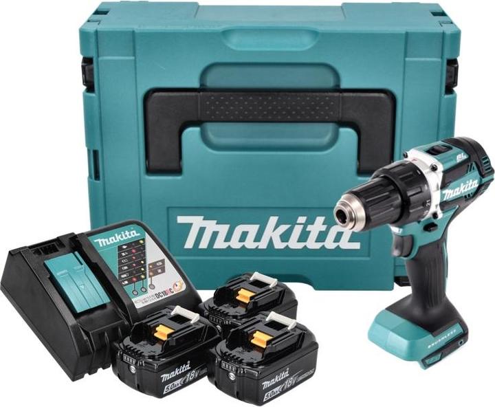 Produktbild Makita DDF 484 RT3J Akku Bohrschrauber 18 V 54 Nm Brushless + 3x Akku 5,0 Ah + Ladegerät + Makpac (Akkubetrieb)