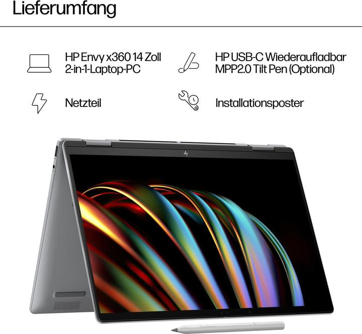 Produktbild HP Envy x360 14-fc0077ng (14", Intel Core Ultra 7 155U, 32 GB, 1000 GB, DE)