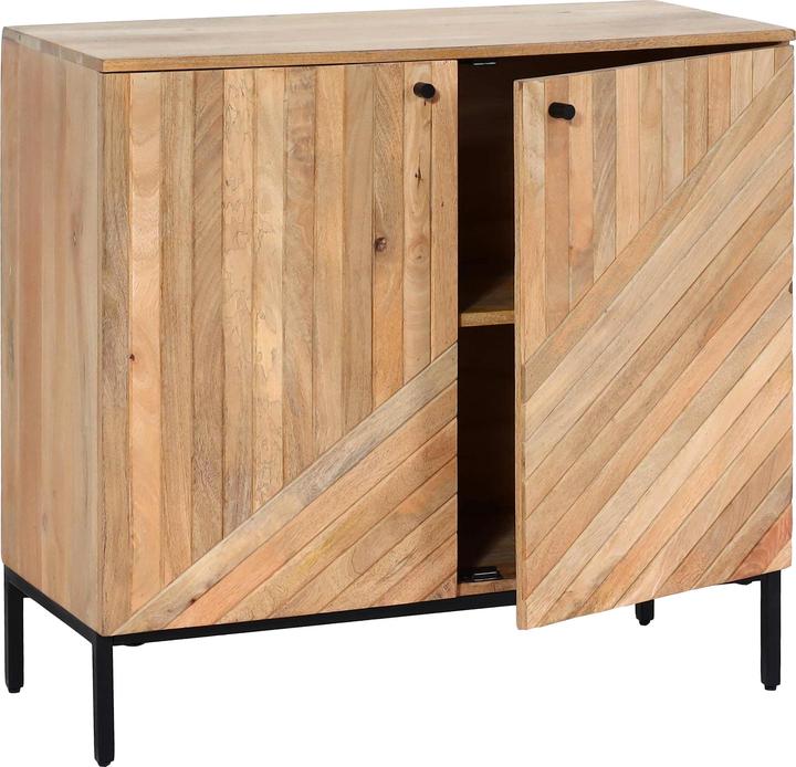 Mendler Highboard HWC-L95, Massiv-Holz Mango 86x90x43cm, natur (90 x 43 x 86 cm)