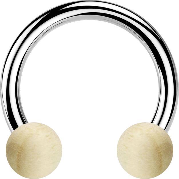 Produktbild Star Piercing Circular Barbell silber mit zwei Kugeln aus Krokodilholz (Organisch, Chirurgenstahl 316L, ohne Messing)