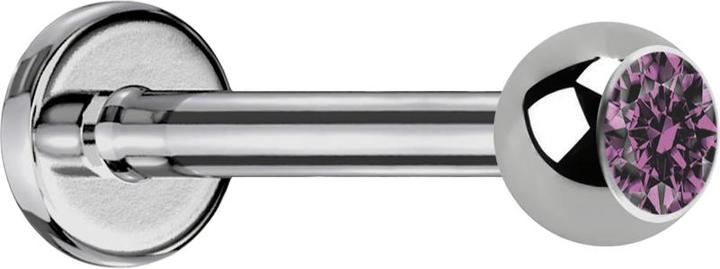 Produktbild Star Piercing Labret silber mit Kugel Kristall hellviolett (ohne Messing, Titan G23)
