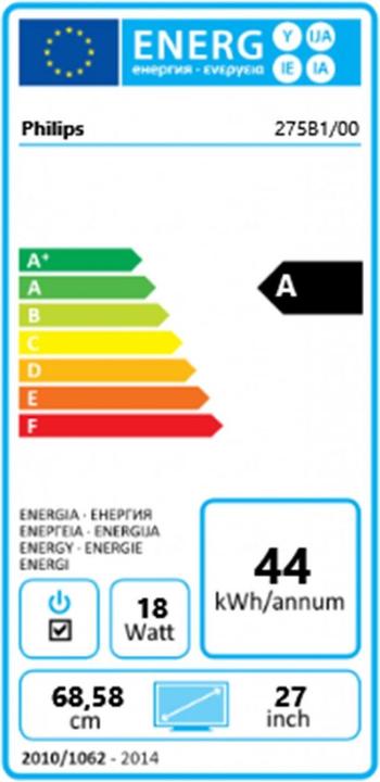 Energie-Label Philips 275B1/00 (2560 x 1440 Pixel, 27")