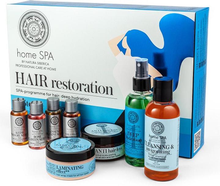 Natura Siberica Home SPA-programme for hair, HAIR restoration, 4 Steps + 4 Phases (Haarpflege set)