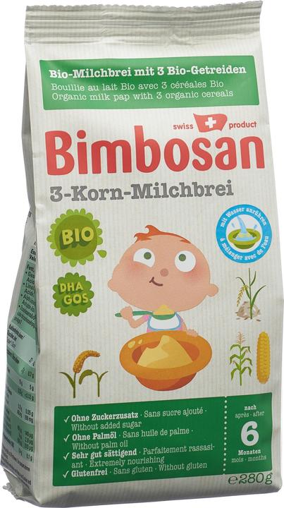 Actual product image Bimbosan Organic 3 Grain Milk Porridge (280 g)