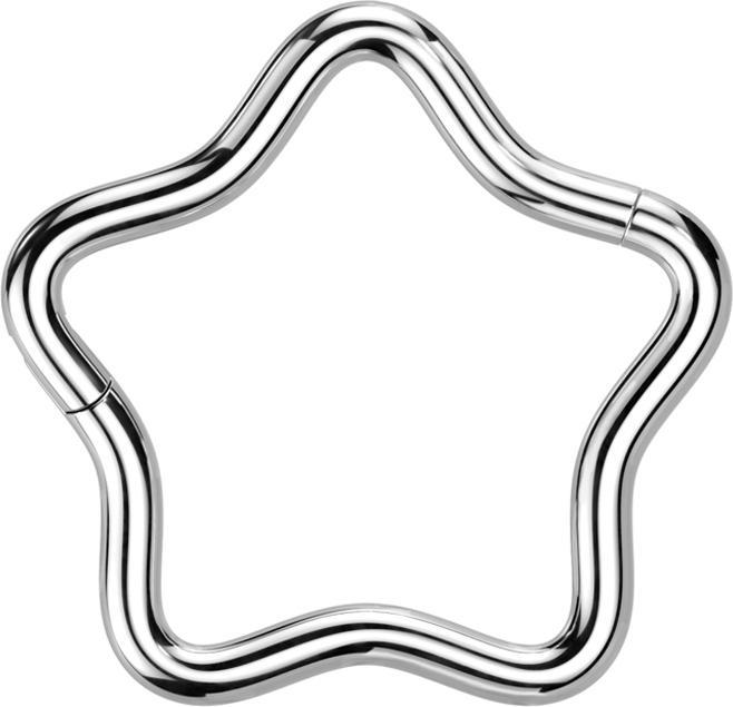 Produktbild Star Piercing Micro Segmentring klappbar silber Stern (ohne Messing, Titan G23)