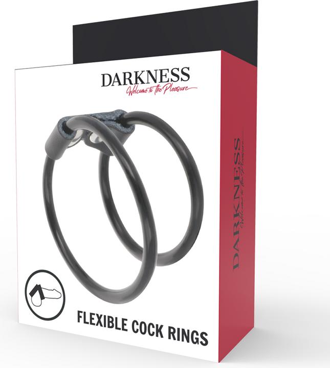Produktbild Darkness Sensations Doppelter Penisring aus Gummi und Leder (3.60 cm)