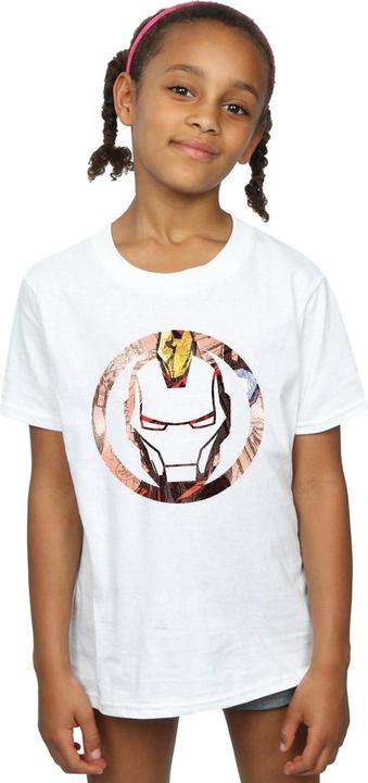 Actual product image Girls Iron Man Montage Symbol Cotton T-Shirt (116)