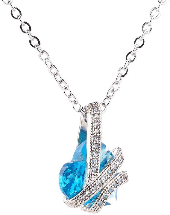 Produktbild St. Leonhard Halskette mit blauem Zirkonia-Herzanhänger und Schmucksteinen (Messing)