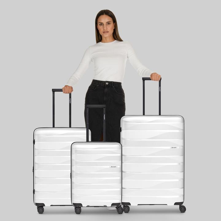 Immagine prodotto Bergpfeil Travel 4-Rollen Kofferset 3-tlg. mit Dehnfalte (228 l, XL (da 115l))