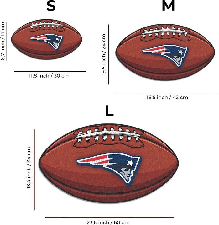 Actual product image Iconic NFL - New England Patriots– Football with Logo - Wooden Puzzle Size L (500 pieces) (500 pieces)