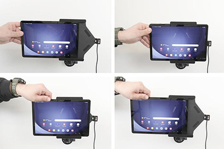 Produktbild Brodit Halter Aktiv USB, 12/24V, für SAMSUNG Galaxy Tab A9+, inkl. USB-Ladegerät