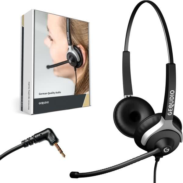 Actual product image Gequdio Headset 2-ear with 2.5mm jack compatible for Gigaset/Cisco-SPA/Panasonic (Cable)