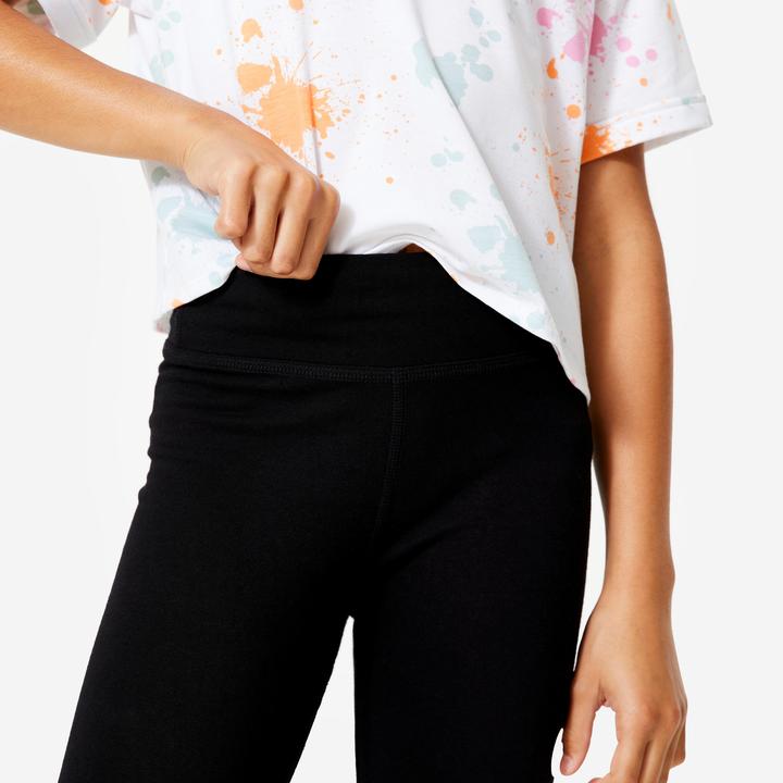 Produktbild Domyos Tanz-Leggings Mädchen Modern Dance hoher Taillenbund - schwarz mit Print (12, 13, 14)