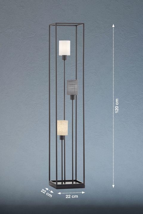 Image du produit Fischer & Honsel Honsel Lampadaire Isko - noir sable/abat-jour en lin blanc+gris+sable (40430) (E14)