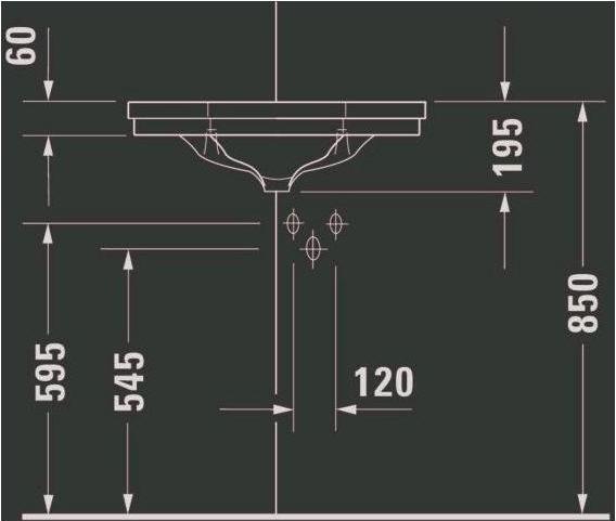 Immagine prodotto Duravit Lavabo angolare 1930 m ÜL HLB 595x450mm 1 foro per rubinetto bianco (450 mm, 595 mm)