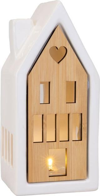Actual product image MICA Living Ceramic house with LED lighting - approx. 8.5 x 8 x 18.5 cm