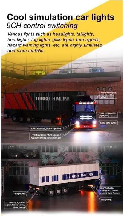 Image du produit Turbo Racing Camion C50 avec remorque Blanc, 1:76, RTR (RTR Prêt à fonctionner)