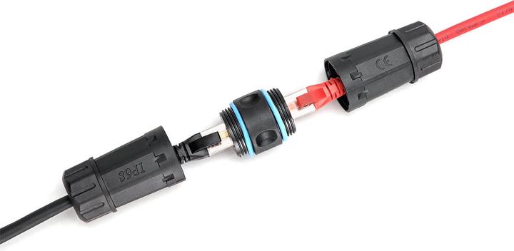 Image du produit Digitus Connexion extérieure CAT 6A, indice de protection IP68 Connexion RJ45 à RJ45 (Raccord réseau)