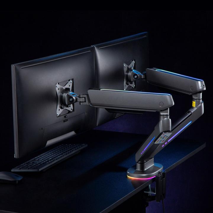 Immagine prodotto NanoRS Supporto per monitor da gioco a 2 pieghe 17-32 con illuminazione LED RGB regolabile Supporto da (Tavolo, 32.01")
