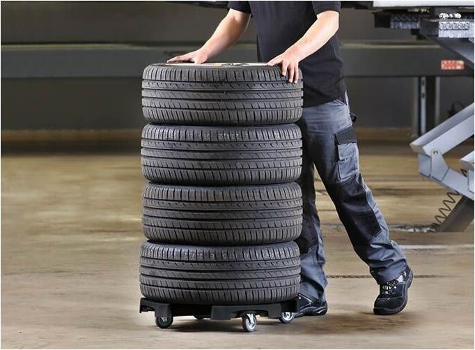 Actual product image Ahcon Chariot transport et stockage pneus recycl avec un frein (120 kg)