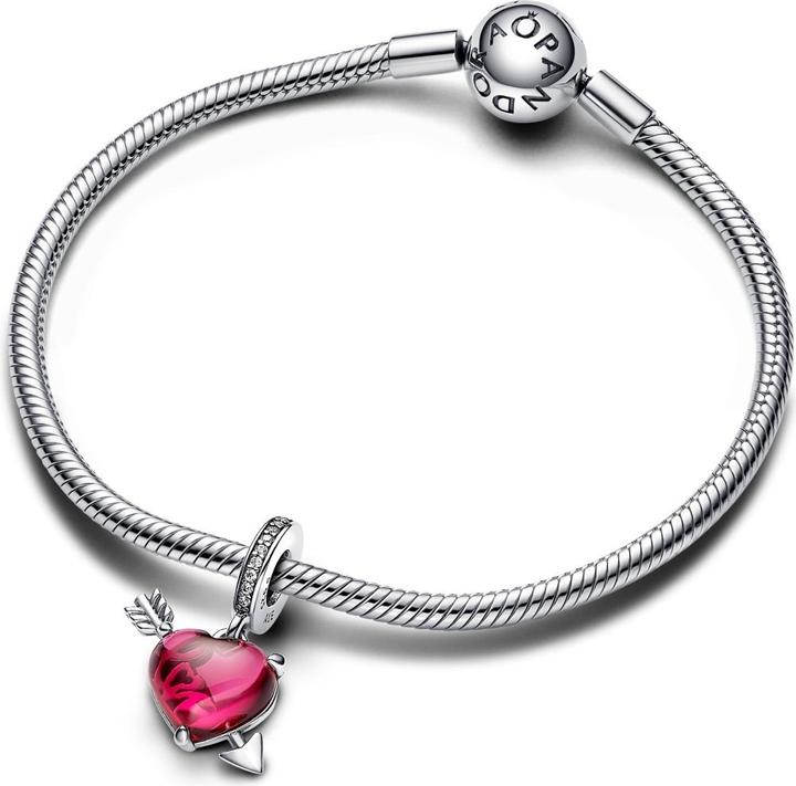 Immagine prodotto Pandora Ciondolo in vetro di Murano con cuore e freccia rossi (Argento 925)