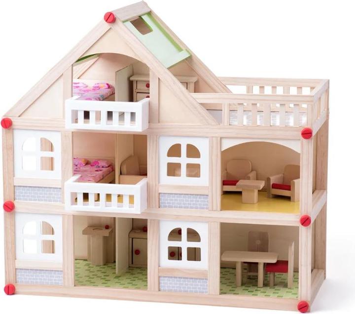 Actual product image Doll's house 2 sticks with wooden balcony