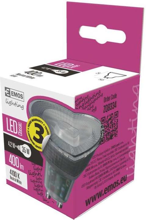 Actual product image Emos LED Zarówka lighting GU10, 230 V, 4.2 W, 333 lm, 4000 K, 30000 hrs, Classic MR16 52 x 50 x 50 mm (GU10, 4.20 W, 333 lm, 1 x, F)