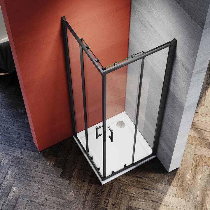 Image du produit SONNI porte de douche 80 x 80 cm noir cabine de douche d'entrée d'angle porte coulissante en verre d (120 cm, 195 cm)