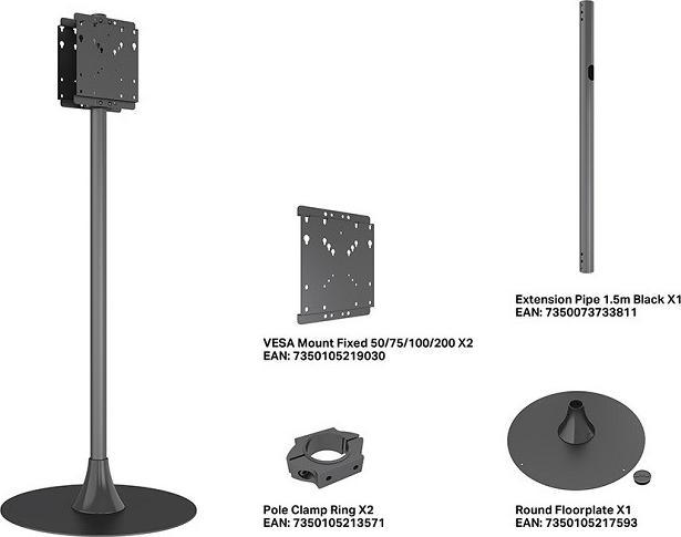 Actual product image Multibrackets TV Ständer -55" B2B, Metall/Aluminium, schwarz (55", 25 kg)