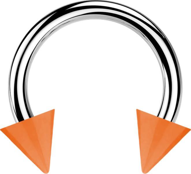 Star Piercing Micro Circular Barbell silber mit zwei Cones orange (Acryl, ohne Messing, Chirurgenstahl 316L)